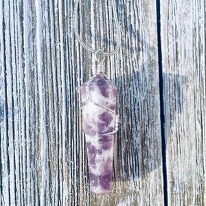 SOLD Purple Lepidolite Wrapped Pendant Necklace
